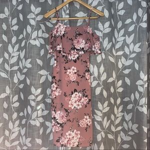 Pink Floral Party Dress w/ Ruffles